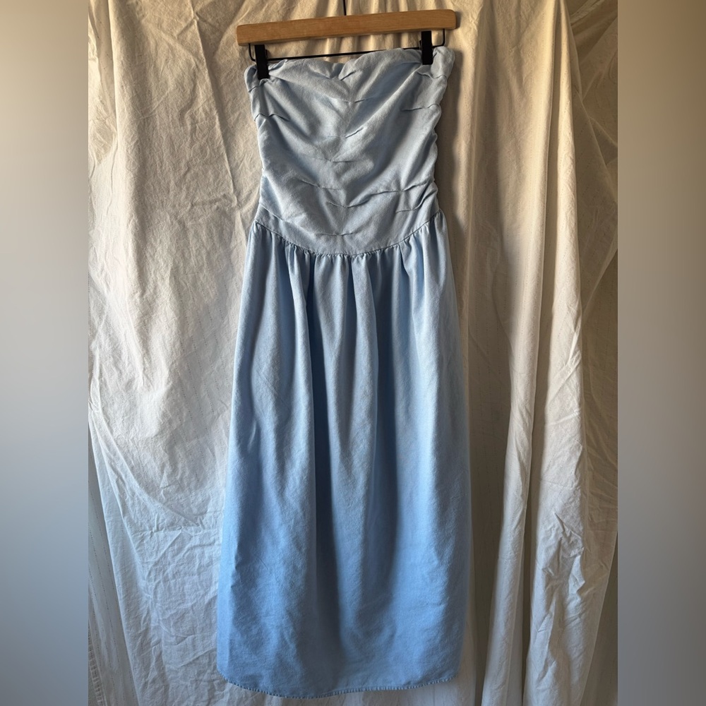 Universal Thread Light Blue Strapless Maxi Dress … - image 1